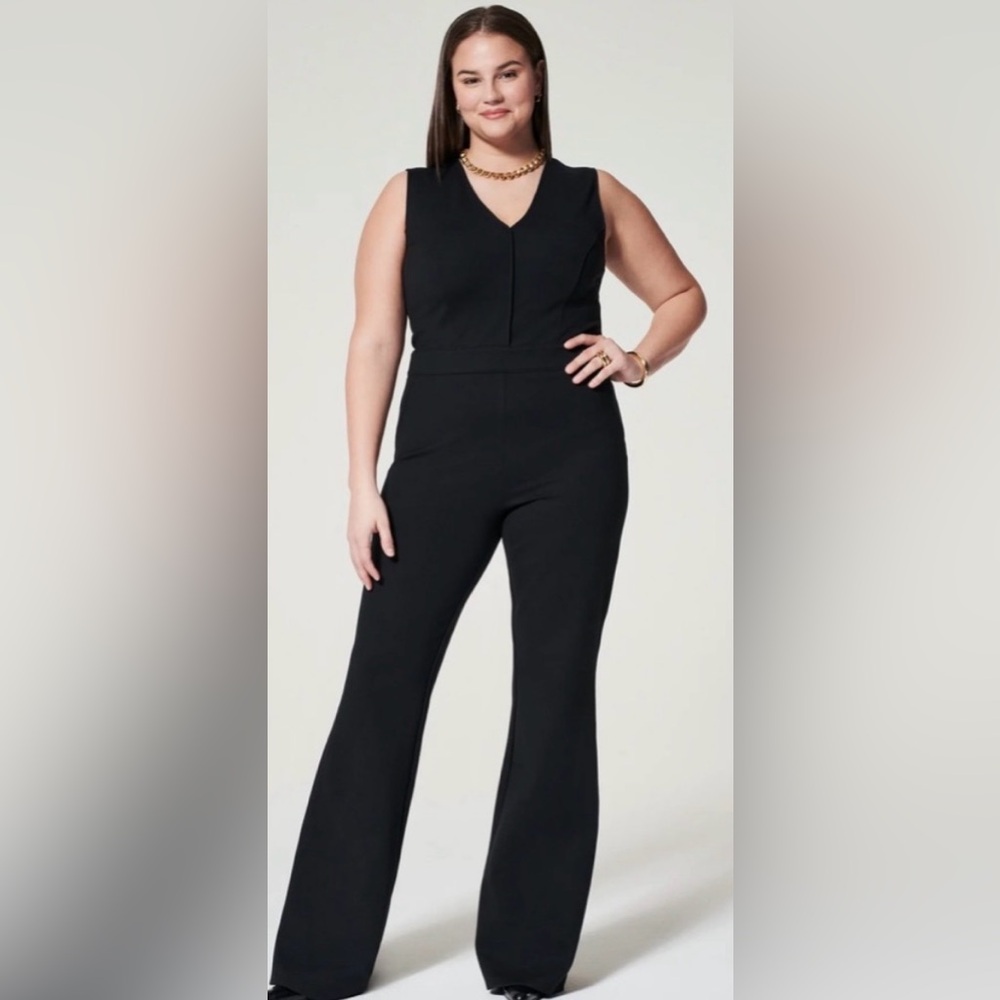 NWT Spanx The Perfect Sleeveless Jumpsuit – Black Ponte – Size XL Petite